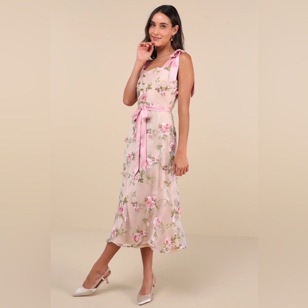 Floral Pink Midi Dress